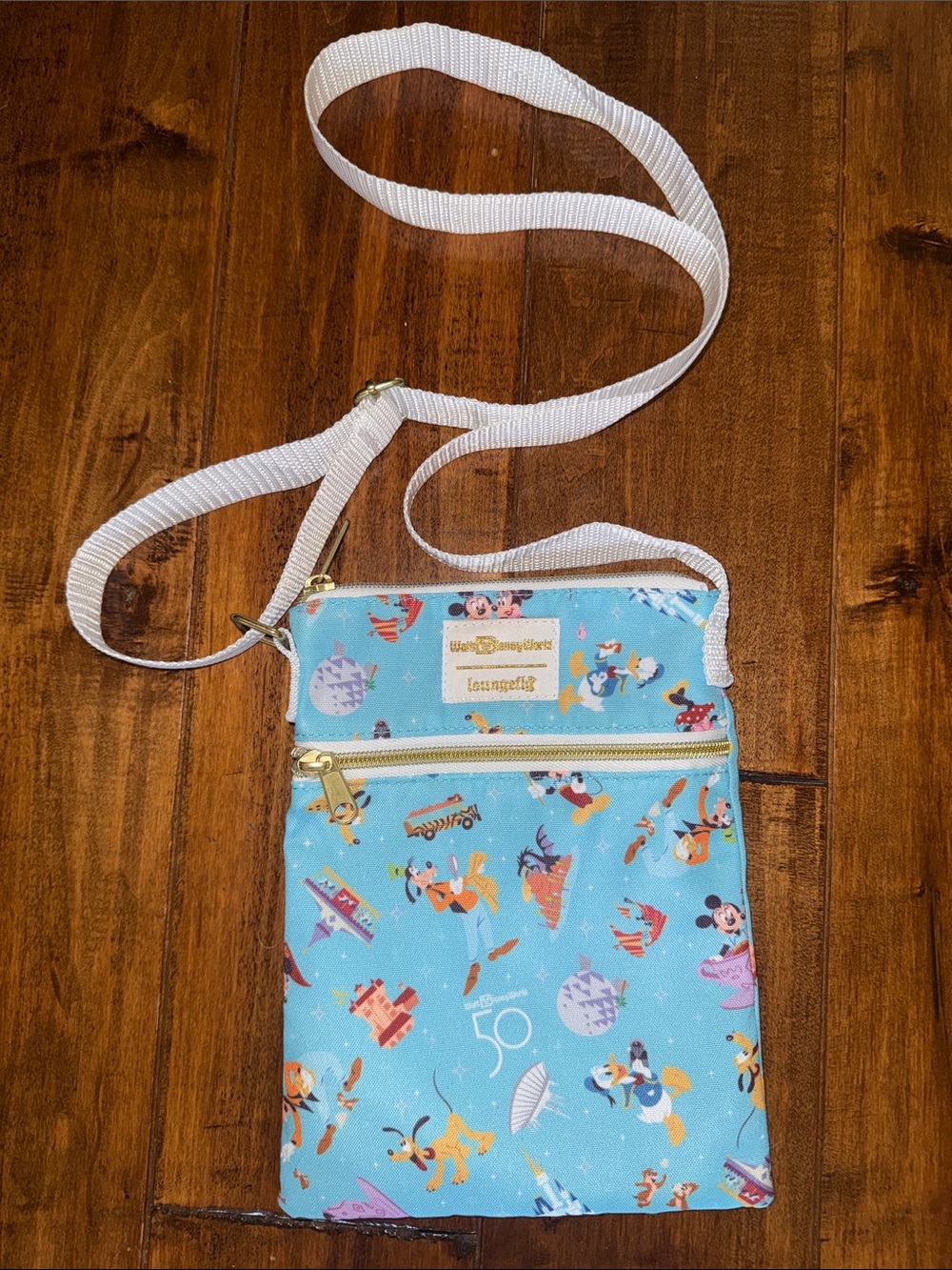 New WALT DISNEYWORLD 50th LOUNGEFLY Crossbody bag purse Passport anniversary